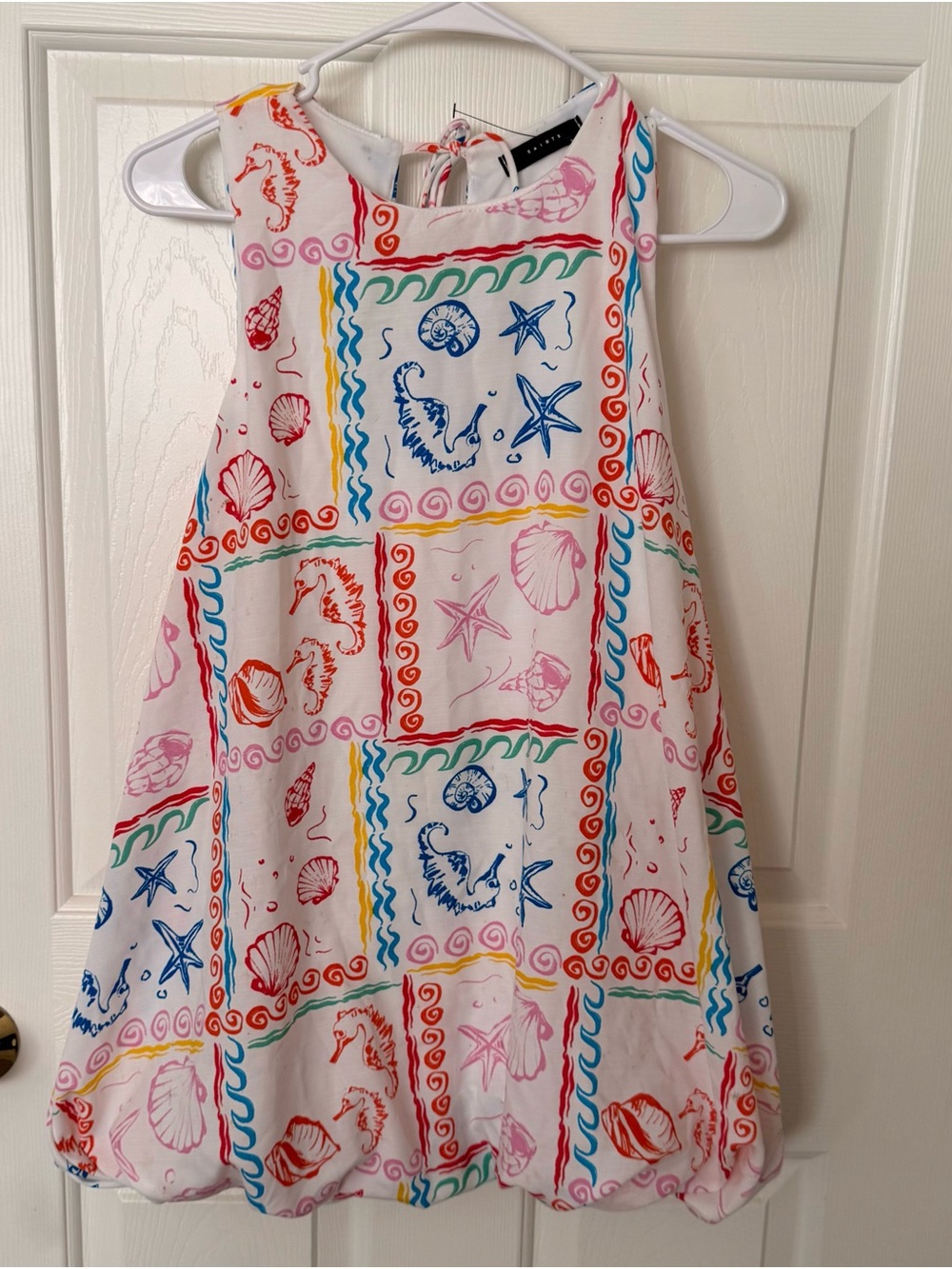 21 Saints boho White Mini Dress with Colorful beach Sea Life Print size small